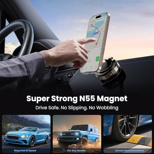 TECKNET Car Phone Holder,Vacuum Magnetic 360°Adjustable MagSafe Car Mount - Thumbnail 5