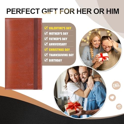 CASMONAL Checkbook Covers for Personal Checkbook Holder RFID Blocking Premium Leather Checkbook Cover for Duplicate Checks - Thumbnail 6