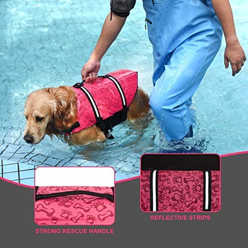 Doglay Dog Life Jacket, Dog Life Vest for Swimming Boating, Adjustable Puppy Life Jacket with Reflective Stripes, Superior Buoyancy Dog Swimming Vest for Small Medium and Large Dogs - Thumbnail 4