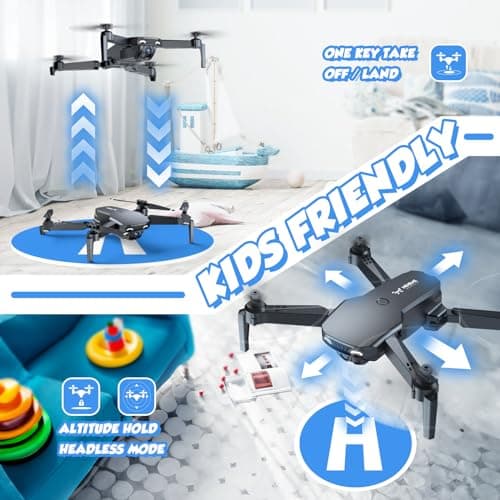 Drone with Camera for Kids Adults Beginners - 1080P HD RC Quadcopter with One Key Start/Land, Altitude Hold, Gravity Control, 2 Batteries, Cool Toys Gifts for Boys Girls, Black - Thumbnail 3