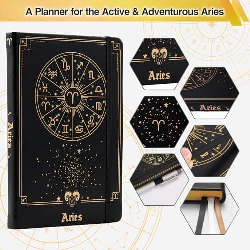 AuroPlanner Aries Zodiac Undated Planner – Monthly Weekly Daily Astrology Portable Journal Notebook, A5 (5.8” × 8.3”), 160 Pages 4-Month Layout, 100 GSM Paper - Thumbnail 2