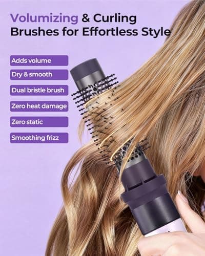 6-in-1 Hair Dryer Blow Brush with Premium Aluminum Body –Negative Ionic Hot Air Multi-Styler with Auto-Wrap Curlers, 110,000 RPM Brushless Motor, Volumizing Straightening Styling, No Heat Damage - Thumbnail 5