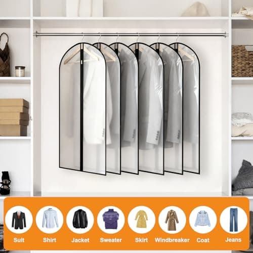 12 Pack Garment Bags 60 * 100cm, 40in PEVA Translucent Garment Covers, Suit Storage Bags, Dress Organizer Bags Used To Protect Shirts, Winter Coats, Jackets - Thumbnail 3