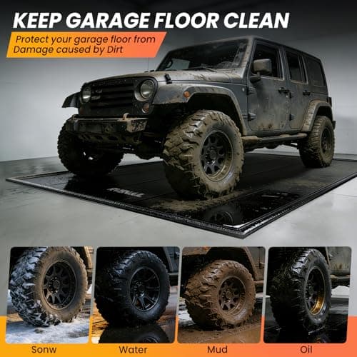 RVSNAIL Garage Floor Mat, 8'6''x22' Heavy Duty 1.2inch Thick Containment Mats, Waterproof PVC Matwith High Elastic Sponge Column, Non-Slip Surface, Parking Mat with a Squeegee - Thumbnail 2