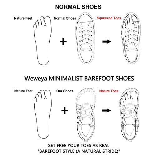 Weweya Barefoot Shoes for Women - Breathable Toe Shoes for Minimalist Running, Outdoor, Parkour & Tennis - Arch Support - Black & Hot Pink - US Size 5.5 - Thumbnail 3