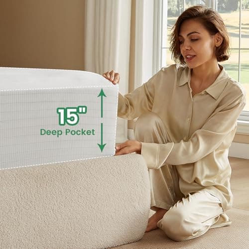 Grounding Sheets, 10% Silver Infused Bed Sheets Grounding Bed Sheets, 90% Organic Cotton Grounded 400 Threads Bedding [Full - 54"x75"x15",Off White] - Thumbnail 4