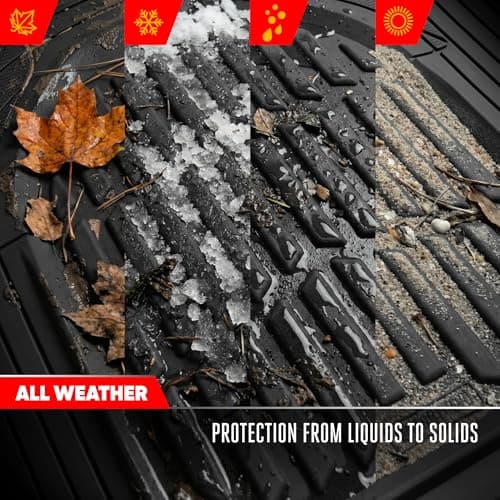 Motor Trend FlexTough LITE Rubber Car Mats Full Set - All Weather Floor Mats for Trucks, Cars & SUVs - Automotive Waterproof Black Car Floor Mats for Cars Interior Accessories Universal Trim-to-Fit - Thumbnail 6