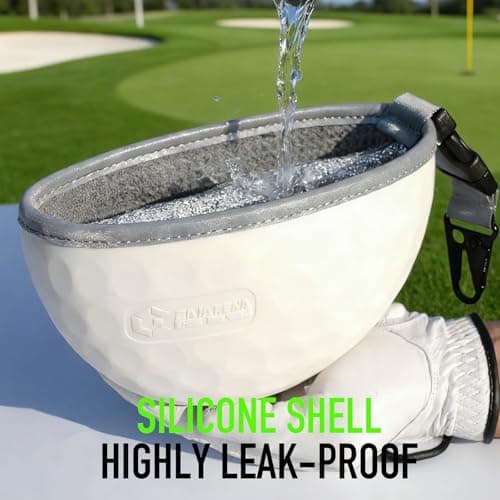 GAIARENA Golf Cleaning Bag Pouch Silicone Ball Washer Club Cleaner with Scrub and Wipe Cloth Gifts Ideas for Golfers On-course golf accessories White - Thumbnail 5