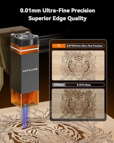 Artilume Laser Engraver Portable Laser Cutter Foldable Laser Engraving Machine for Small Business 200x150mm Working Area for Wood Leather Acrylic Coated Metal–DIY & Crafting T1-7000mW - Thumbnail 4