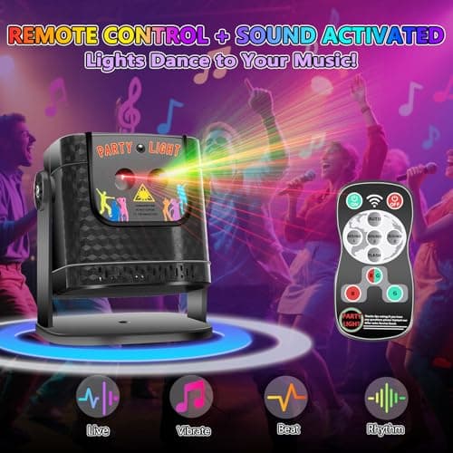 Mini Disco Party Lights - DJ Strobe Light Sound Activated Portable LED Lighting for Home Room Karaoke Family Gathering - Thumbnail 2