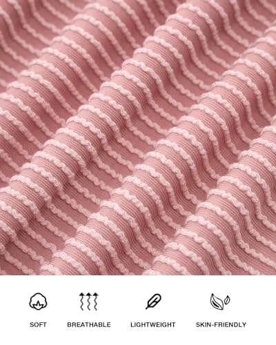 PRETTYGARDEN Women's Button Down Shirts 2026 Spring Long Sleeve Textured Tops Oversized Shacket Jacket Knit Blouses(Light Pink,Large) - Thumbnail 6