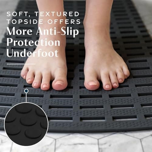 SlipX Solutions Weighted Non Slip Bath Mat for Textured Tub & Shower Surfaces, Patent Pending, Anti Slip Bathtub Safety Without Suction Cups, Doesn’t Float, Works on Tile & Stone 31” x 15”, Black - Thumbnail 5