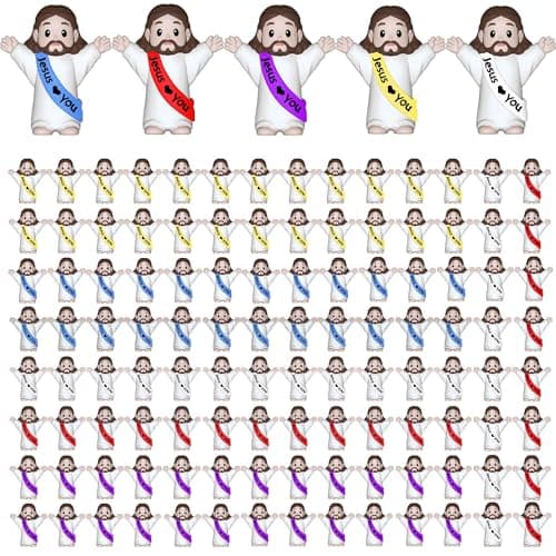 Imerance 100 Pcs Little Jesus Figures，Mini Jesus Figurines Tiny Statues for Easter Egg Stuffers to Hide and Seek Sunday School Religious Party Share （Multicolor） - Image 1