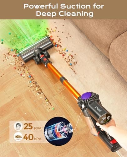 SVHT Cordless Vacuum Cleaner, 450W 40KPA Vacuum Cleaners for Home, 45Mins Lightweight Stick Vacuum with Advanced Green Light Tech, Rechargeable Battery Vacuum for Carpet,Pet Hair,Hardwood Floor - Thumbnail 2