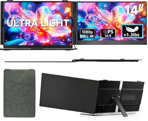 ROYY 14" Laptop Screen Extender, 0.19" Ultra-Thin Portable Monitor, FHD 1080P Dual Screen for 13-17" Laptops, Plug & Play USB-C/HDMI, Travel Monitor Compatible with Windows, Mac, Android, Switch, PS5 - Image 1