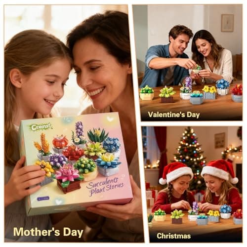 PIKARO Flowers Succulents Building Sets, 12 Plants, for Kids Adults Women - Thumbnail 6