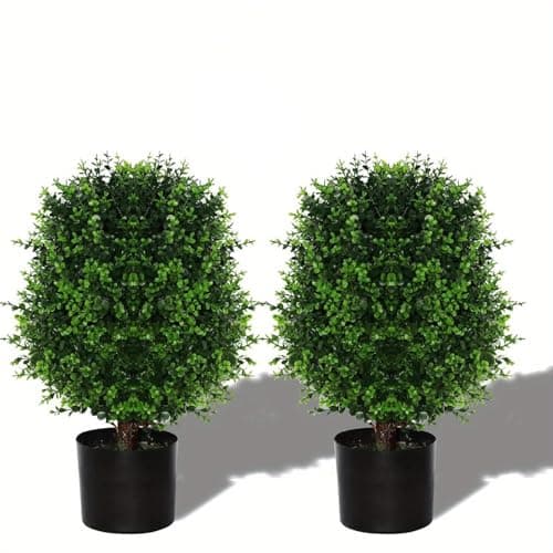 Artificial Cedar Tree Potted Plant - 2pcs Simulated Shrub Plants with Heavy Duty Planter. They are Hand pruned, UV Resistant, Low Maintenance and Suitable for Indoor and Outdoor Decoration (21 in) - Image 1