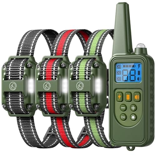 Heaflex Dog Training Collar with Remote, 2600FT Range, 4 Training Modes Beep, Shake, Safe Shock, LED Light, Rechargeable IPX7 Waterproof for All Breeds Sizes, with Three Receiver Collars for 3 Dogs - Image 1