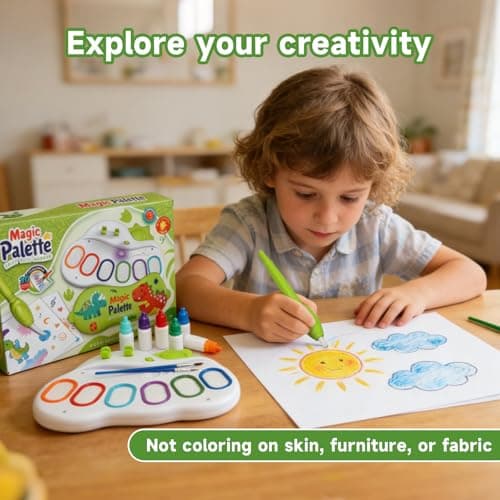 KnwkUY Kids Magic Set,Magic Light Brush,Essential Easter Basket Stuffers & Gifts, Girls Boys Toys Age 4,Gift Pattern Hollow Mold - Thumbnail 6