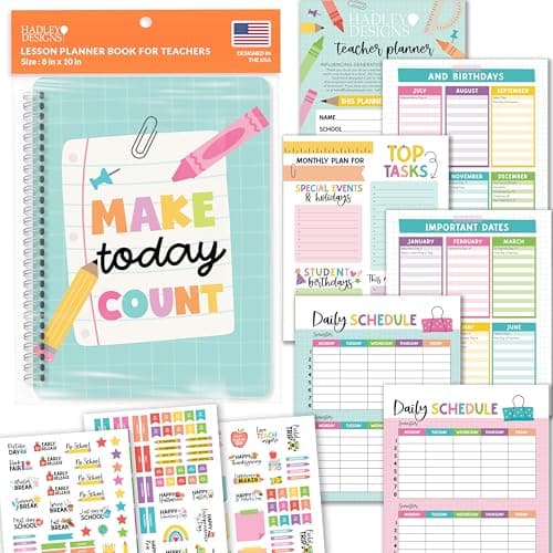 Hadley Designs Teacher Planner 2026-2027 – Undated Teacher Planners, Homeschool Lesson Planner Book For Teachers Must Haves, Lesson Plan Book For Teachers Classroom Supplies & Appreciation Gifts - Image 1