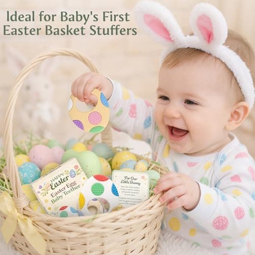 Easter Eggs Baby Teething Toys 2-Pack - Multi Texture Silicone Teethers for Teething Relief, Soft Chew Toys for Toddlers, Infants & Newborn, First Easter Gifts Basket Stuffers for Boys & Girls - Thumbnail 5