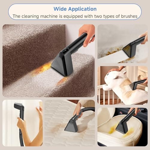 Vaconly Portable Carpet & Upholstery Cleaner Machine, Handheld Spot Cleaner with Dual Brush, 18KPa Suction, Large Removable Tank for Couch, Car, Stairs, Rugs & Pet Stains, Blue - Thumbnail 4