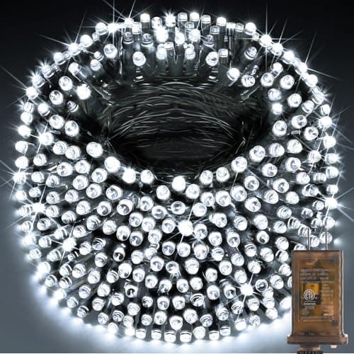 KNONEW 403FT 1000 LED Christmas Lights Outdoor String Light 8 Modes & Timer Fairy Lighting Plug in Waterproof for Xmas Yard Tree Wedding Party Holiday Decorations (Cool White) - Image 1