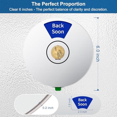 Office Door Sign – 6 in 1 Rotating Privacy Sign with “In a Meeting/Do Not Disturb/Back Soon/Working Remotely/Please Knock/Out of Office” – Strong Adhesive + Magnets, No-Residue Removal, Works on Glass/Wood/Metal Doors – 6 Inch, Sliver - Thumbnail 2