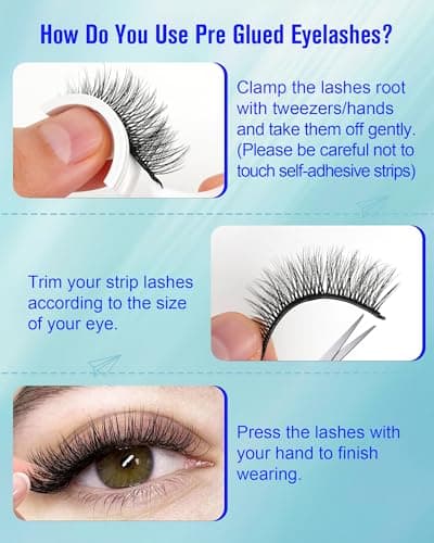 Waterproof Self Adhesive Eyelashes, Manga Look 8-14mm, 5 Pairs Natural Look Stick on False Eyelashes, Pre Glued Lashes, No Glue Needed, Wispy Glueless Lashes Reusable by Obeyalash (6D30) - Thumbnail 5