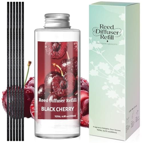 STRN Reed Diffuser Oil Refill, Black Cherry Scented Diffuser Oil Refills with 6 Reed Sticks 200ML(6.8fl.oz), Room Fresheners for Home, Long-Lasting Fragrance for Living Room, Bedroom, Office - Image 1