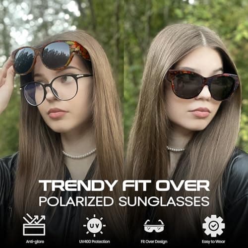 Xfeel Polarized Sunglasses Over Glasses for Women Trendy Shades Over Prescription Eyeglasses Sun Glasses - Thumbnail 2