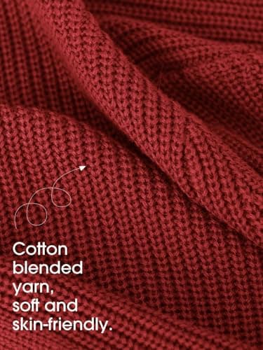 EXLURA Womens 2025 Knit Cardigan Sweaters Spring Fall Crewneck Open Front Button Jacket Fashion Outerwear Coats with Pockets Wine Red - Thumbnail 6