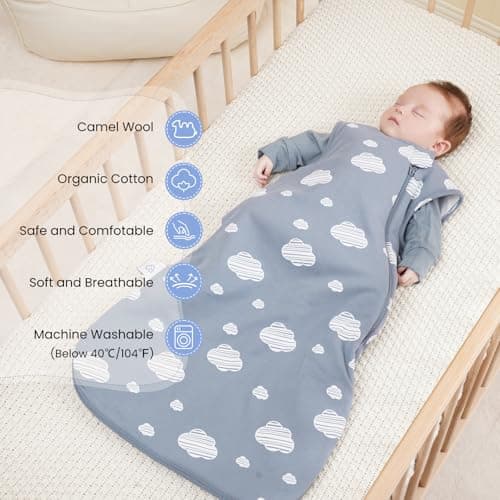 Kaiya Unisex Baby Sleeping Bag, 1.0 TOG, Organic Cotton Sleeveless Onesie Sleeping Bag, Wearable Baby Blanket. - Thumbnail 2