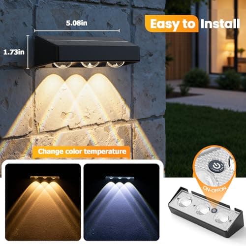 NIORSUN Solar Fence Lights,8 Pack Solars Deck Light,RGB Color,Outdoor Bulb Waterproof Led IP65,Power Patio Lamp with Lenses for Outside/Backyard/Railing/Yard(Black) - Thumbnail 4