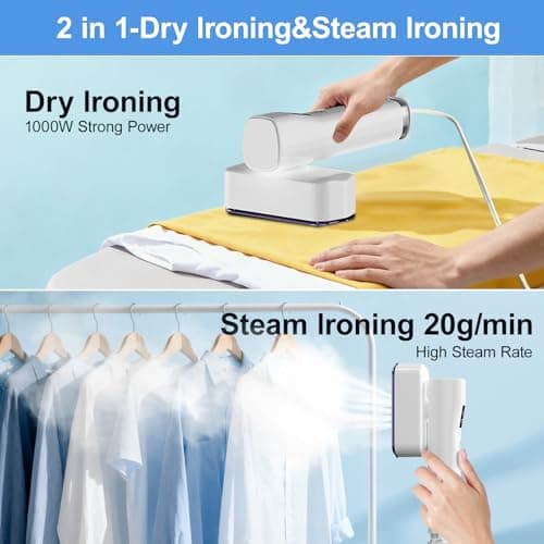 Steamer for Clothes, Handheld and Portable with 15-Second Heat-Up, 2-in-1 Steamer & Iron with Smart Touch Operation and 4 Modes, Suitable for All Fabrics, Ideal for Home & Travel - Thumbnail 6