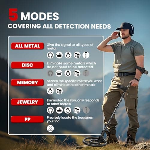 DR.ÖTEK Metal Detector for Adults, Professional Metal Detectors Waterproof with 10" IP68 Coil, Larger LCD Display, High Accuracy for Gold & Silver Detection & Beach Treasure Hunting, Beginner Friendly - Thumbnail 6
