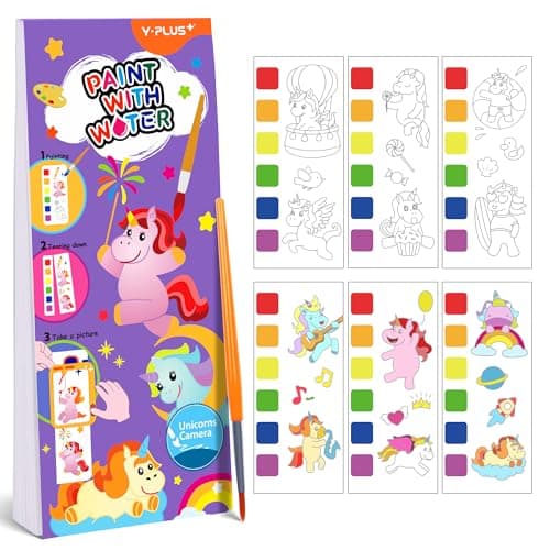 YPLUS Pocket Paint with Water Book for Toddler, Art Activities Craft Toys Watercolor Painting Paper for Kids, Gift for Kids Ages 1-3, 2-4, 4-6, Drawing with Brush- Unicorn - Image 1