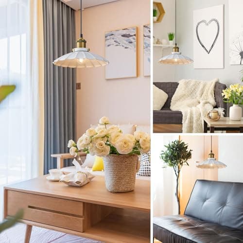 Oyisen White Pendant Lights, Modern Hanging Lamp with 9.8 Inch Industrial Shade for Kitchen Island, Farmhouse Pendant Lights Kitchen Island 6.5Ft Adjustable Cord Pendant Light Fixtures - Thumbnail 5