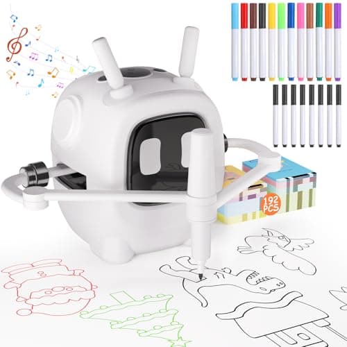 Drawing Robot for Kids with 192 Cards, Smart Robot Drawing Machine Toys for 3+ Year Old Boys and Girls, Interactive Painting Learning and Educational Toy Perfect for Birthday Chirstmas Party, White - Image 1