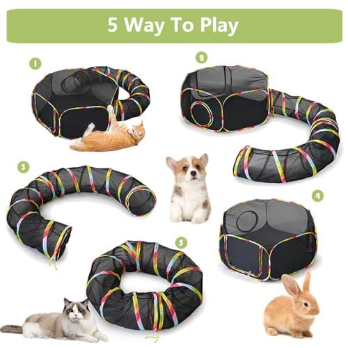 Outdoor Cat Enclosures, Cat Playground Portable Mesh Tent, Outside Circle Playpen Tunnel for Kitty, Rabbit, Puppy and Small Animals - Thumbnail 6