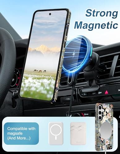 Aitipy Magnetic Phone Case for Samsung Galaxy S23 FE, Compatible with Magsafe, with Cute Stained Glass Flower Bird Stand Ring Holder Aesthetic Protective Phone Cover for Women Girls - Thumbnail 4