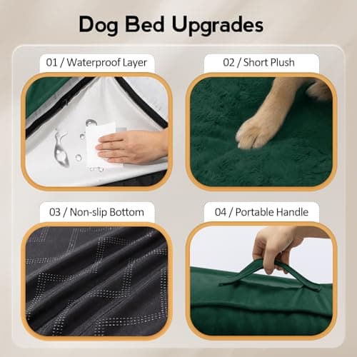 MEKIY Large Orthopedic Dog Bed with Sides XXXL Dog Beds with Removable Washable Cover Non-Slip Waterproof Pet Bed for Extra Large Dogs - Dark Green XXXL - Thumbnail 5