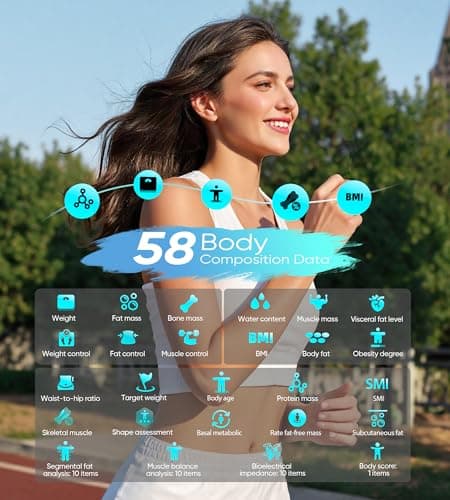 Digital Scales for Body Weight, 8-Electrode Smart Bathroom Weight Scale with BMI, BMR, Body Fat, Muscle Mass, Body Composition Analysis with VA Color Screen and Retractable Handle 400lbs - Thumbnail 2