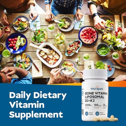 Vita Spark Vitamin D3 K2 - Liposomal Bone Vitamins Supplement, 5000IU D3, 100mcg K2 MK7 & Magnesium for Women and Men | Supports Bone, Teeth, Heart, Immune and Vascular Health*, 60 Days Mini Softgels - Thumbnail 6