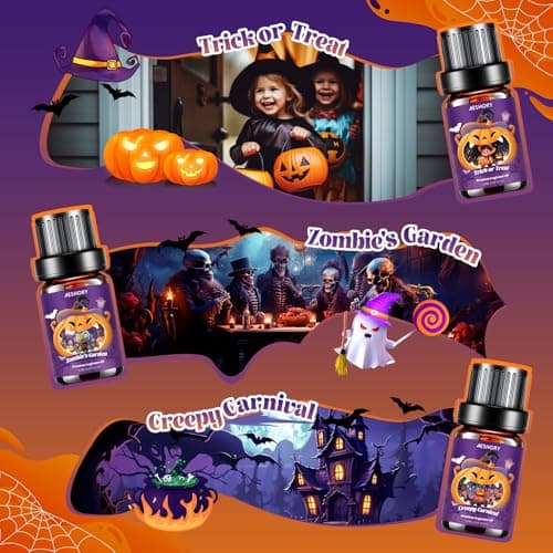Halloween Fragrance Oil Set, Fall Essential Oils for Diffuser, Candle & Soap Scents, Trick or Treat, Zombie's Garden, Greepy Carnival, Headless Horseman, Scarlet Witch, Ghost Autumn Scented Oil Gift - Thumbnail 3