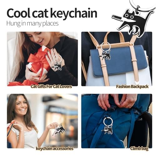 Yeedim Valentine'S Day Gifts - Cat Keychain For Teen Boys Teen Girls Women And Men - Black Cat Cool Stuff Accessories Funny Decor And Gag Gifts For Catty Lovers - Thumbnail 3