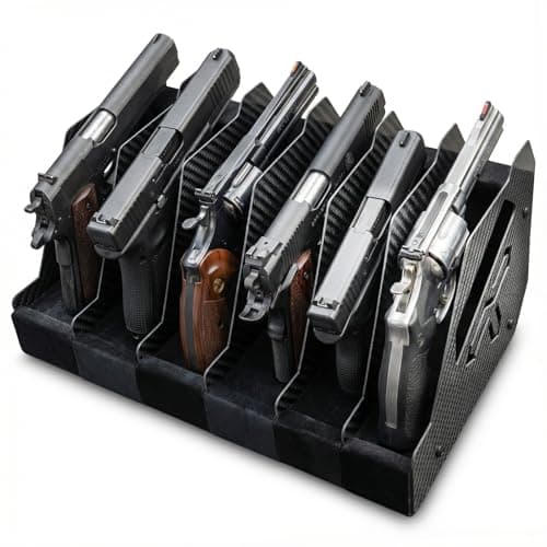 Shapakine Real Carbon Fiber 6-Slot Pistol Rack for Gun Safe - Ultra-Lightweight & Rigid Handgun Organizer - Premium EVA Foam Anti-Scratch Firearm Holder for Cabinet & Display Gun Storage Solutions - Image 1