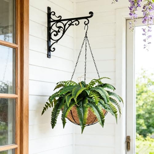 Der Rose 45" Fake Ferns Set of 2 Artificial Boston Ferns Bush Plants with 60 Fronds for Outdoor Home Garden Porch Decor - Thumbnail 6