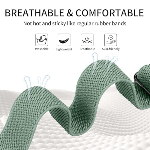 6 Pack Slim Stretchy Bands Compatible with Apple Watch Band 40mm 41mm 42mm 38mm 44mm 45mm 46mm 49mm Women Men, Soft Fashion Nylon Braided Elastic Strap for iWatch Series 11 10 SE 9 8 7 6 5 4 3 2 1 Ultra 2 (6p01, 42MM(Series 3)/44MM/45MM/46MM/49MM) - Thumbnail 5