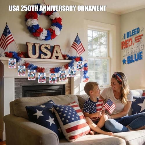 Car Air Fresheners USA 250th Anniversary Ornament Merchandise, Hanging Car Accessories Interior for 250 Year Party Decor American Patriotic Collectors US Citizens 4th of July Decorations Gifts - Thumbnail 4